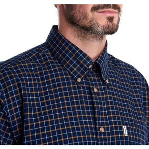 Barbour Navy Bank Shirt Plaid Button Down Regular Fit Men’s XXL Classic Timeless